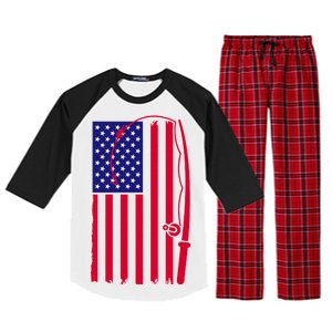 American Fishing Rod & Hook Flag Raglan Sleeve Pajama Set