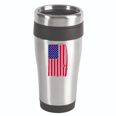 American Fishing Rod & Hook Flag 16oz Travel Tumbler