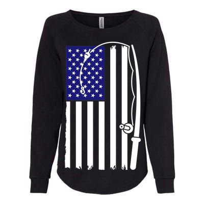 American Fishing Rod & Hook Flag Womens California Wash Sweatshirt