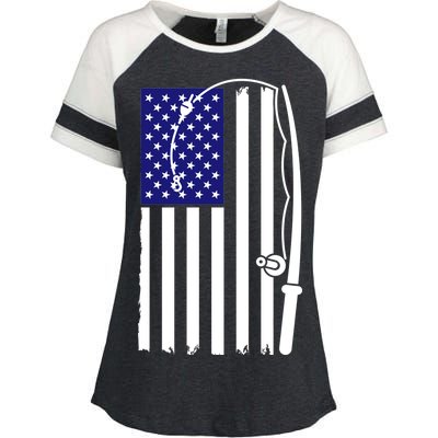 American Fishing Rod & Hook Flag Enza Ladies Jersey Colorblock Tee