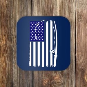 American Fishing Rod & Hook Flag Coaster