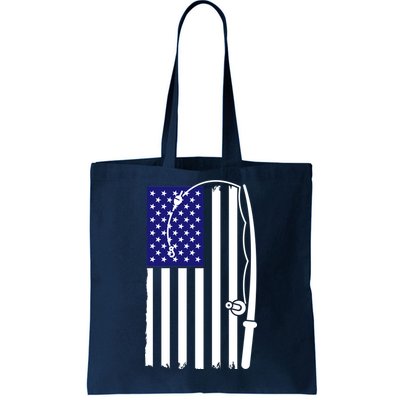 American Fishing Rod & Hook Flag Tote Bag