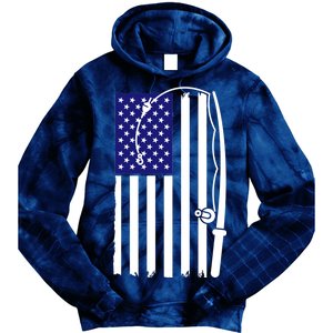 American Fishing Rod & Hook Flag Tie Dye Hoodie