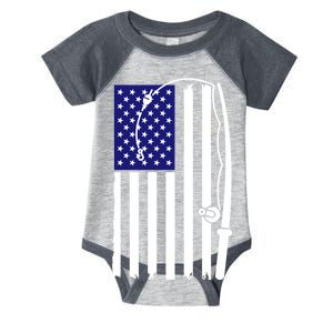 American Fishing Rod & Hook Flag Infant Baby Jersey Bodysuit