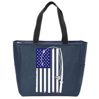 American Fishing Rod & Hook Flag Zip Tote Bag