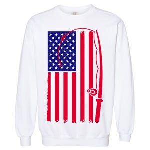 American Fishing Rod & Hook Flag Garment-Dyed Sweatshirt