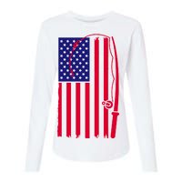 American Fishing Rod & Hook Flag Womens Cotton Relaxed Long Sleeve T-Shirt