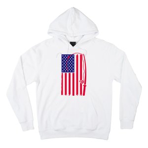 American Fishing Rod & Hook Flag Hoodie