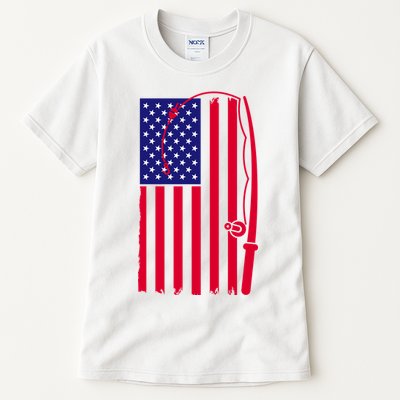 American Fishing Rod & Hook Flag Tall T-Shirt