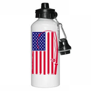 American Fishing Rod & Hook Flag Aluminum Water Bottle