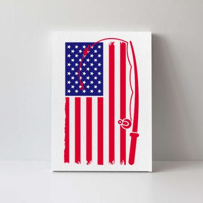 American Fishing Rod & Hook Flag Canvas