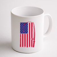 American Fishing Rod & Hook Flag Coffee Mug