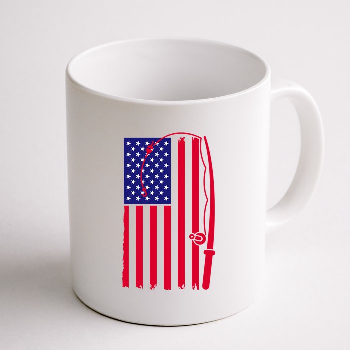 American Fishing Rod & Hook Flag Coffee Mug