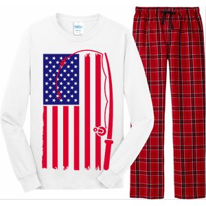 American Fishing Rod & Hook Flag Long Sleeve Pajama Set