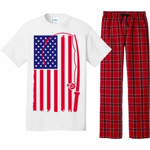 American Fishing Rod & Hook Flag Pajama Set