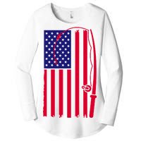 American Fishing Rod & Hook Flag Women's Perfect Tri Tunic Long Sleeve Shirt