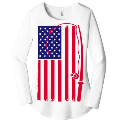 American Fishing Rod & Hook Flag Women's Perfect Tri Tunic Long Sleeve Shirt