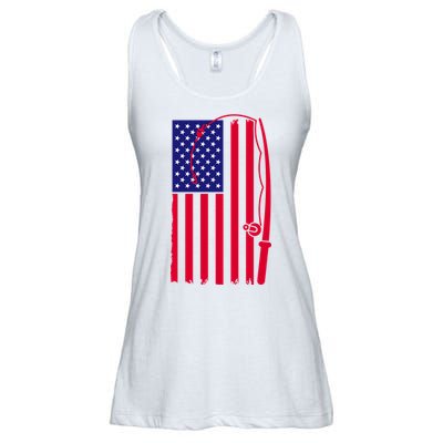 American Fishing Rod & Hook Flag Ladies Essential Flowy Tank