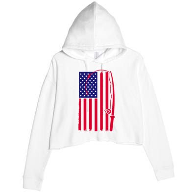 American Fishing Rod & Hook Flag Crop Fleece Hoodie