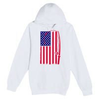 American Fishing Rod & Hook Flag Premium Pullover Hoodie