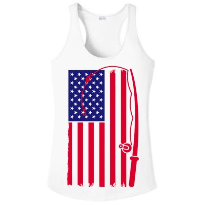 American Fishing Rod & Hook Flag Ladies PosiCharge Competitor Racerback Tank