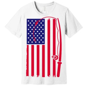 American Fishing Rod & Hook Flag Premium T-Shirt