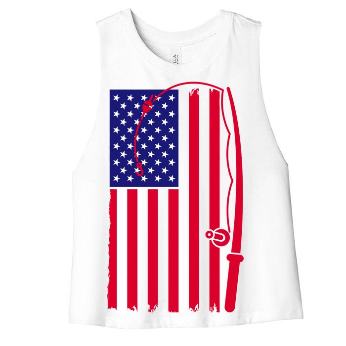 American Fishing Rod & Hook Flag Women's Racerback Cropped Tank