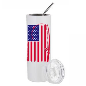 American Fishing Rod & Hook Flag Stainless Steel Tumbler