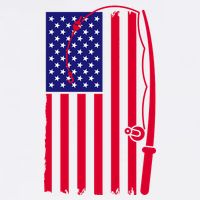 American Fishing Rod & Hook Flag Women's Crop Top Tee