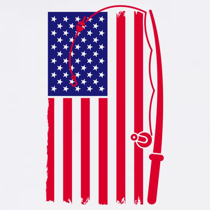 American Fishing Rod & Hook Flag Women's Crop Top Tee