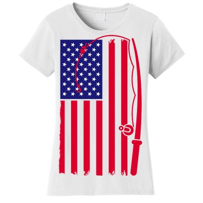 American Fishing Rod & Hook Flag Women's T-Shirt