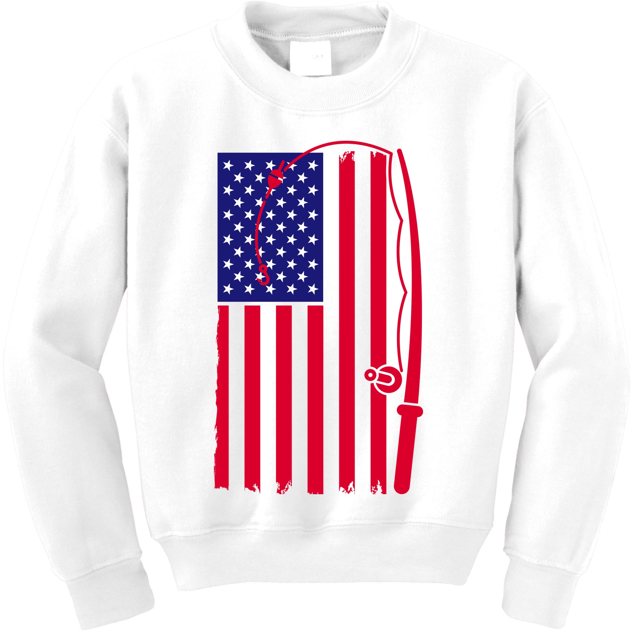 American Fishing Rod & Hook Flag Kids Sweatshirt