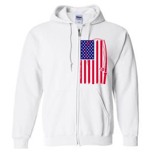 American Fishing Rod & Hook Flag Full Zip Hoodie