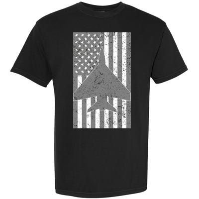 American Flag Airplane Pilot Garment-Dyed Heavyweight T-Shirt