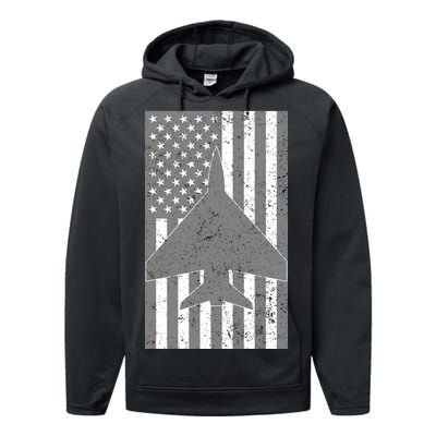 American Flag Airplane Pilot Performance Fleece Hoodie