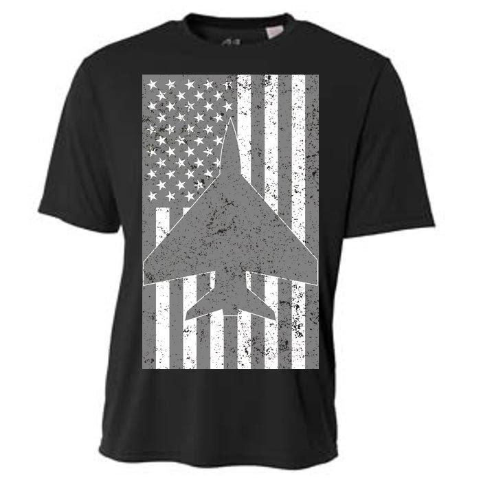 American Flag Airplane Pilot Cooling Performance Crew T-Shirt