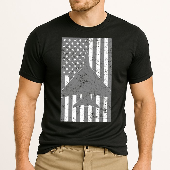 American Flag Airplane Pilot Cooling Performance Crew T-Shirt