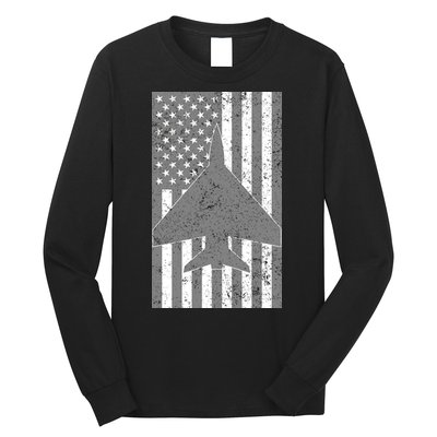 American Flag Airplane Pilot Long Sleeve Shirt