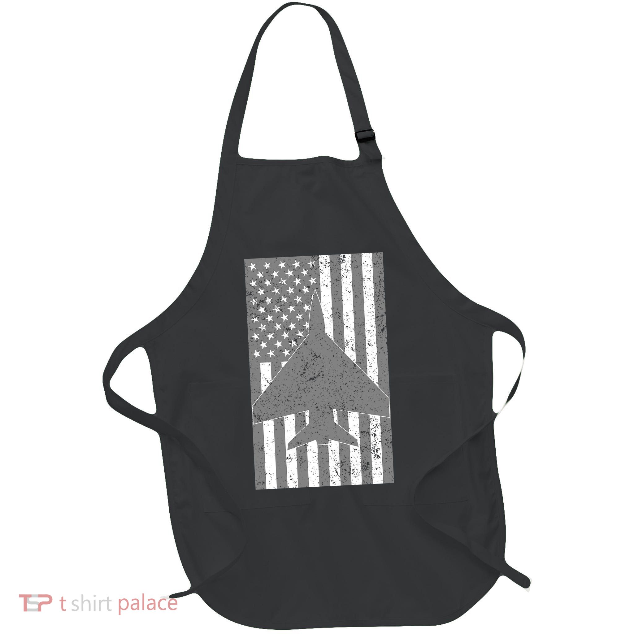 American Flag Airplane Pilot Full-Length Apron With Pockets