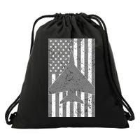 American Flag Airplane Pilot Drawstring Bag