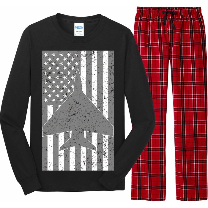 American Flag Airplane Pilot Long Sleeve Pajama Set