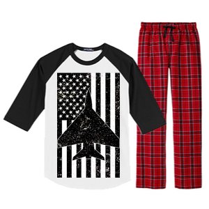 American Flag Airplane Pilot Raglan Sleeve Pajama Set