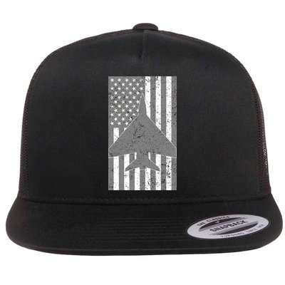 American Flag Airplane Pilot Flat Bill Trucker Hat