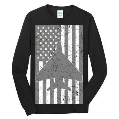 American Flag Airplane Pilot Tall Long Sleeve T-Shirt