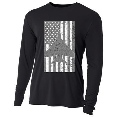 American Flag Airplane Pilot Cooling Performance Long Sleeve Crew