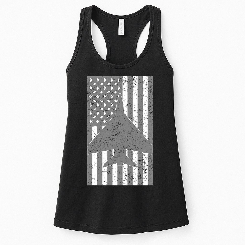 American Flag Airplane Pilot Womens Tank Top
