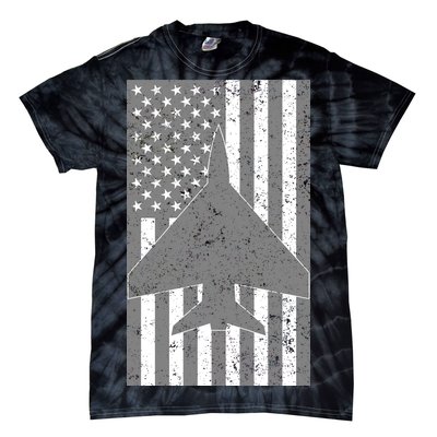 American Flag Airplane Pilot Tie-Dye T-Shirt