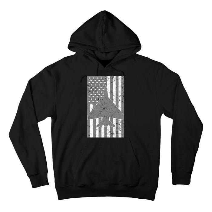 American Flag Airplane Pilot Tall Hoodie