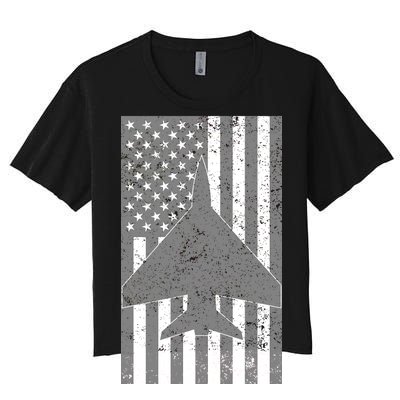 American Flag Airplane Pilot Women's Crop Top Tee