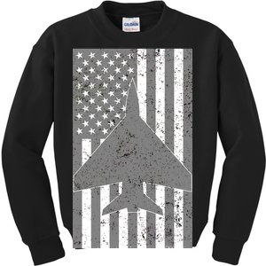 American Flag Airplane Pilot Kids Sweatshirt